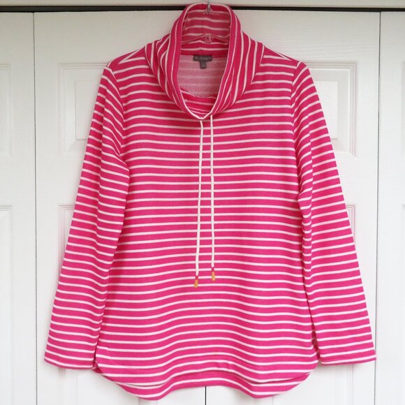T by Talbots Striped Pullover Tunic Size L French Terry Knit - Picture 1 of 4